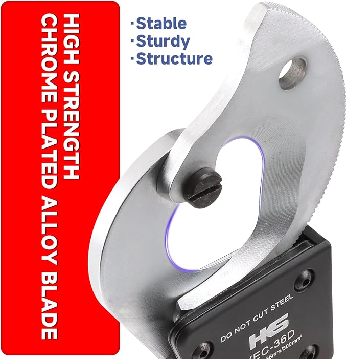 HKS Ratchet Cable Wire Cutter Heavy Duty for Cutting Electrical Aluminum Copper and Multi-core Cables up to 300mm² (AWG 600MCM) YEC-36D Chrome-plated VER