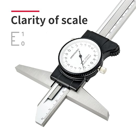 Depth Calipers with Gauge 0-150/200mm 0.02mm Precision Shockproof Four-use Measuring Tool (Mechanical/Automotive Repair)，DRINYOUNG (0-200 mm (Depth dial Caliper))
