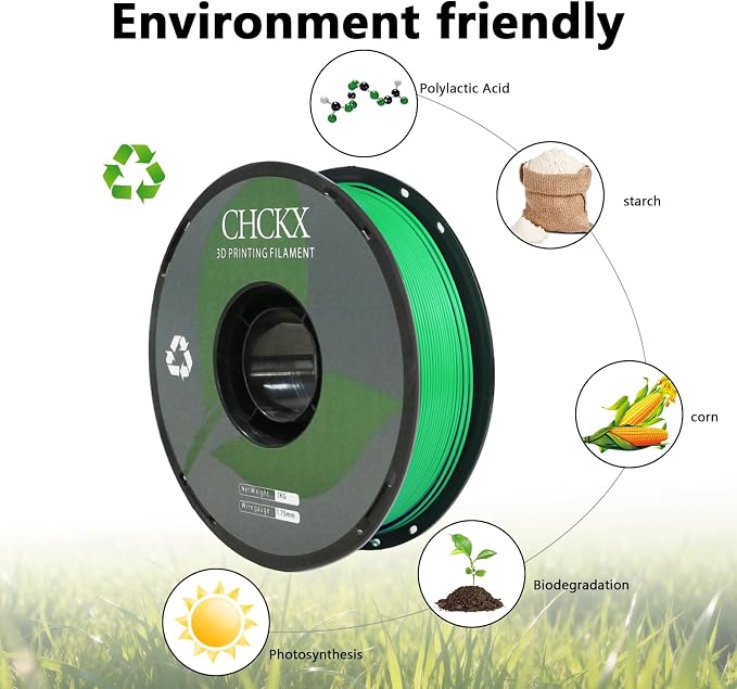 PLA 3D Printer Filament, Dimensional Accuracy +/- 0.02 mm, 1 kg Spool(2.2lbs), 1.75 mm，Christmas Green