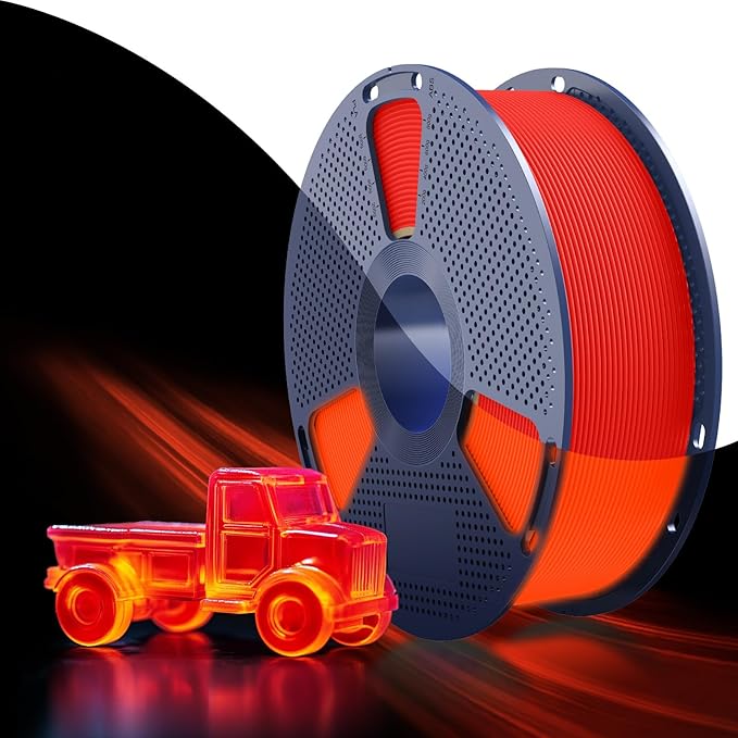 SUNLU PETG Glow in The Dark Filament, Luminous 3D Printer Filament 1.75mm, High Brightness and High Impact Strength Glows Filament, Dimensional Accuracy +/- 0.02mm, 1kg Spool. (Red PETG, Glow Red)