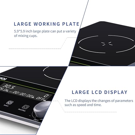Magnetic Stirrer 5.9 inch Magnetic Stir Plate with stir bar LCD Display 100-1600RPM Max Stirring Capacity 5000ml Digital Magnetic Stir Plate Magnetic Mixer Lab Stirrers(No Heating)