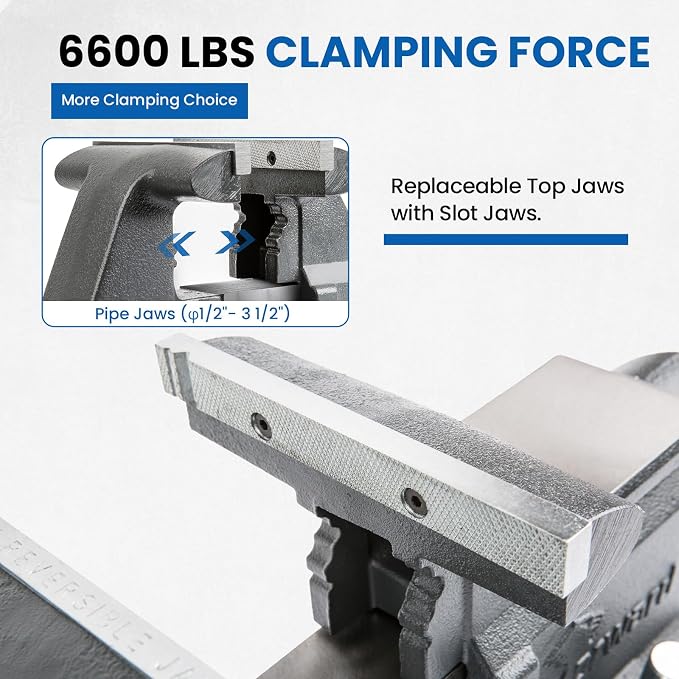 Forward CR40A 4.5 Inch Bench Vise Heavy Duty Vice with Anvil and 210 Degrees Swivel Base (4 1/2")