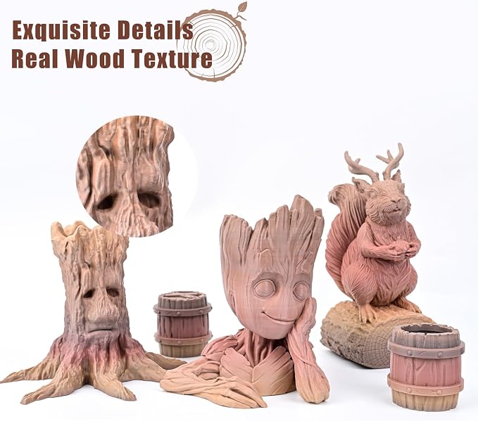 OVV3D PLA Filament Wood PLA, 3D Printer Filament Gradient Multicolor Wood PLA Filament 1.75mm +/- 0.02mm 1kg(2.2lbs) Add 20% Real WoodFiber