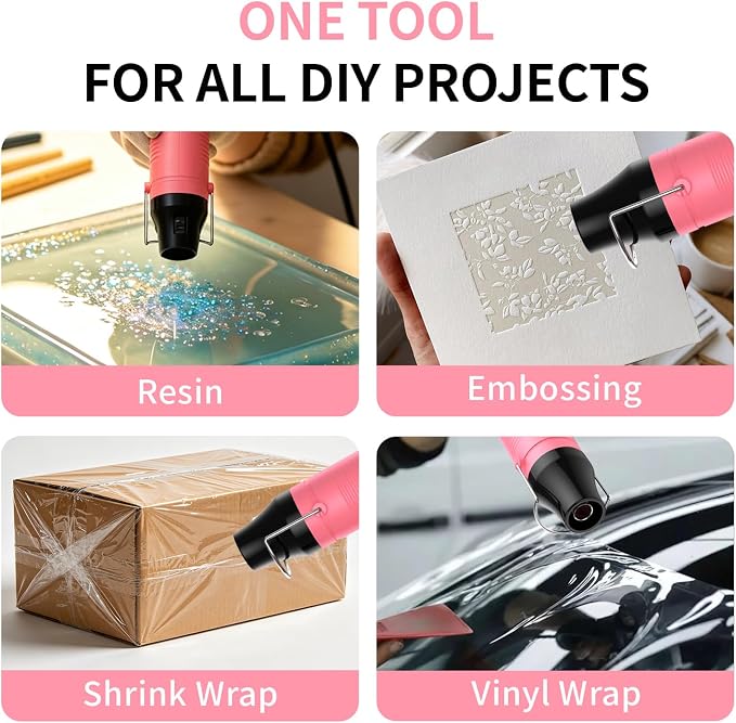 Heat Gun Kit with Mini Heat Gun, 900W & 330W Dual Temperature Hot Air Gun Set with 4 Nozzles, Heat Shrink Tubes, Scraper & Tool Box for Crafts, Resin, Vinyl Wrap, Soldering and Phone Repair