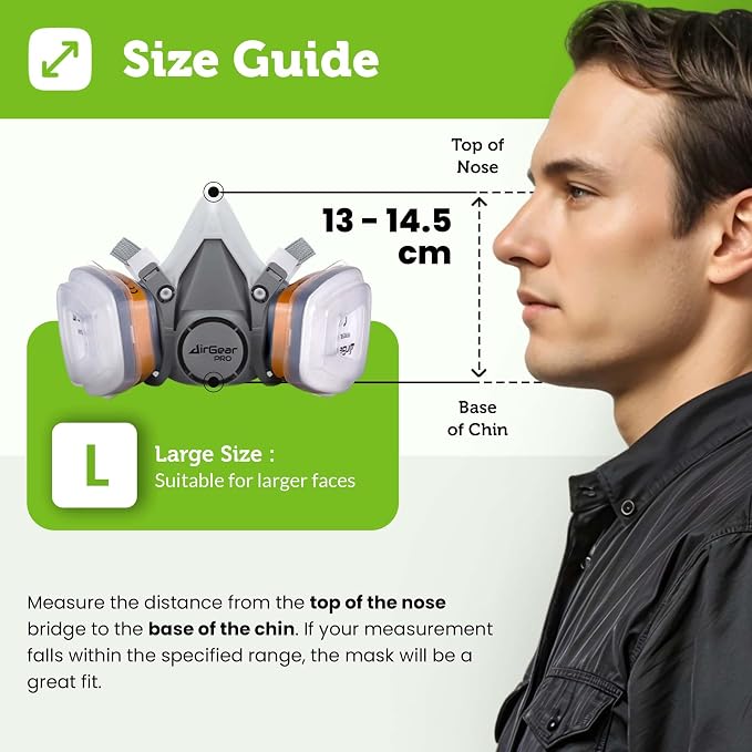AirGearPro G-500 Reusable Respirator Mask with A1P2 Filters | Anti-Dust | Mask Ideal for Painting, Woodworking, Construction, Sanding, Spraying, DIY etc