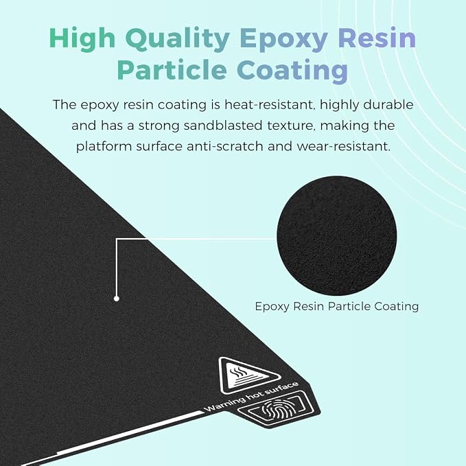 Creality Ender 5 Max Epoxy Resin Build Plate, 415 * 430mm 3D Printer Bed Platform, Double-Sided Textured Spring Steel, Heat-Resistant Durable Flexible Wear Resistant Print Platform for 3D Printers