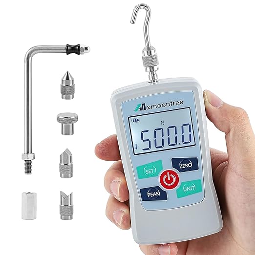 500N Digital Force Gauge Push Pull Tester Portable with Case | Auto Backlit LCD Large Screen Auto Power Off Units N/LB/Kg/Oz High Precision Sensor For School Lab Mechanical Physics