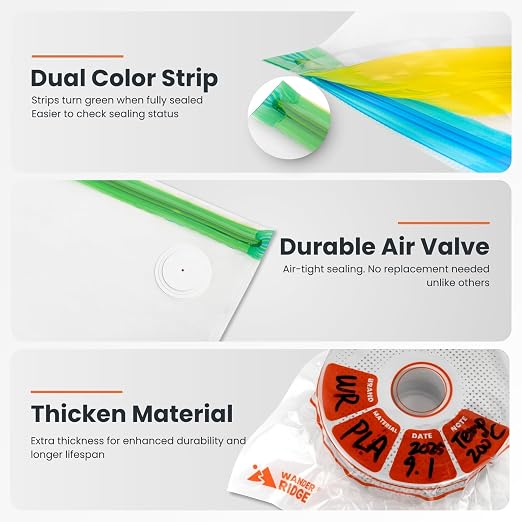 3D Printer Filament Storage Bags Vacuum Storage Bags (13x15 inches) Moisture-Proof Dustproof Humidity Resistant (20 Bags Only)
