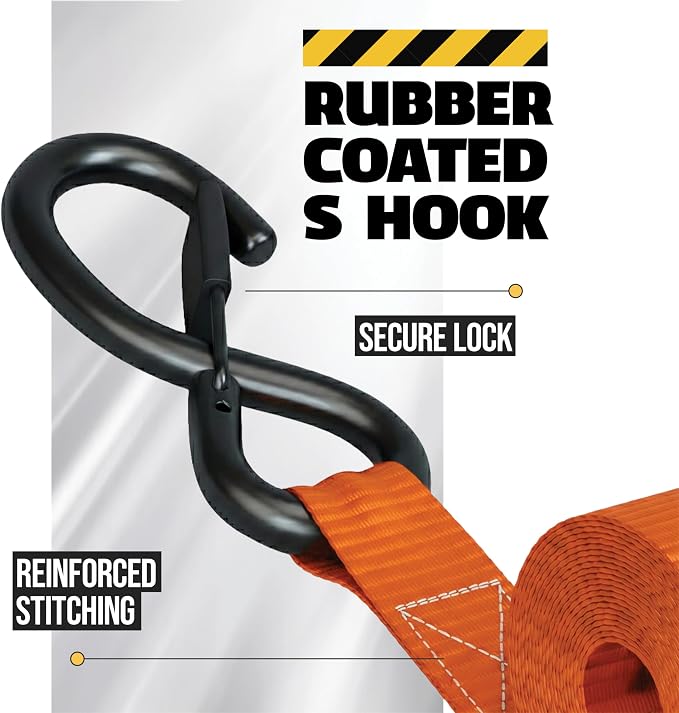 AUGO Retractable Ratchet Straps | 4 Heavy Duty Self Retractable Tie Down Straps with Soft Loops & Storage Bag for Motorcycle, Truck, Trailer, Cargo Van | 1200 Lb Break Strength 1' x 10'