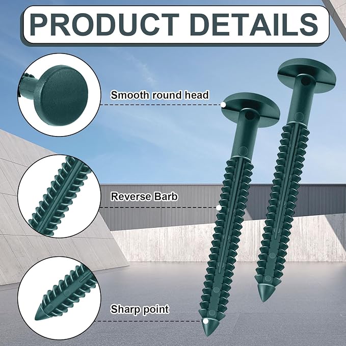 Blulu 60 Pcs 3 Inch Vinyl Shutter Fastener Window Panel Peg Lok Pin Pegs Screws Shutter Spikes Anchor (Forest Green)