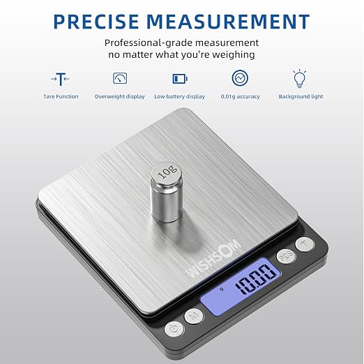 Professional Jewelry Scale, 500g x 0.01g High Precision Digital Gold Scale, Portable Precious Metal Gram Scale for Jewelers, Pawn Shops, Coin Dealers, Gold & Silver Weighing