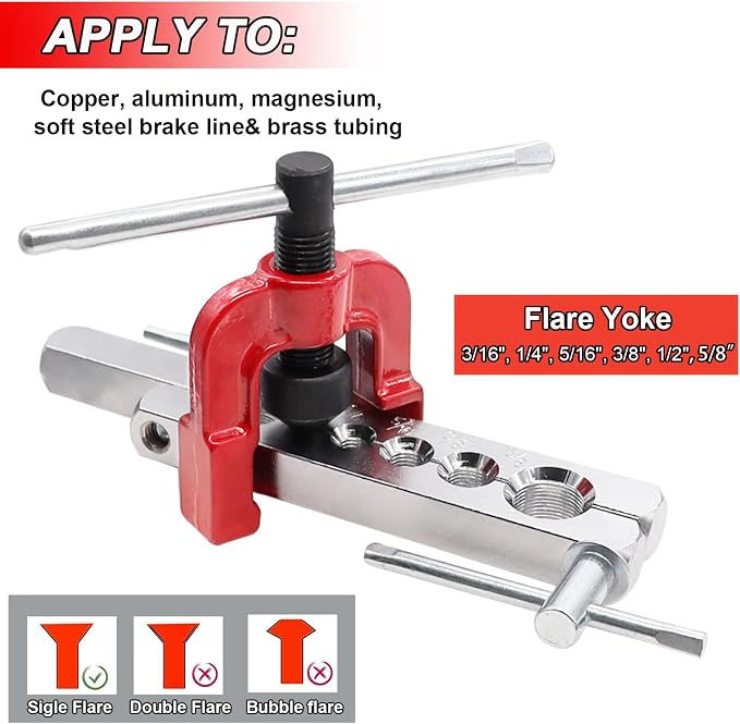 Tnisesm 3/16Inch Brake Line kit Include Copper-Plated Brake Lines with Fitting (16Pcs Fittings,2Pcs Unions+4Pcs Nut) Brake line Bender Single Flare Tool,Cutter 3/16Inch Brake line kit