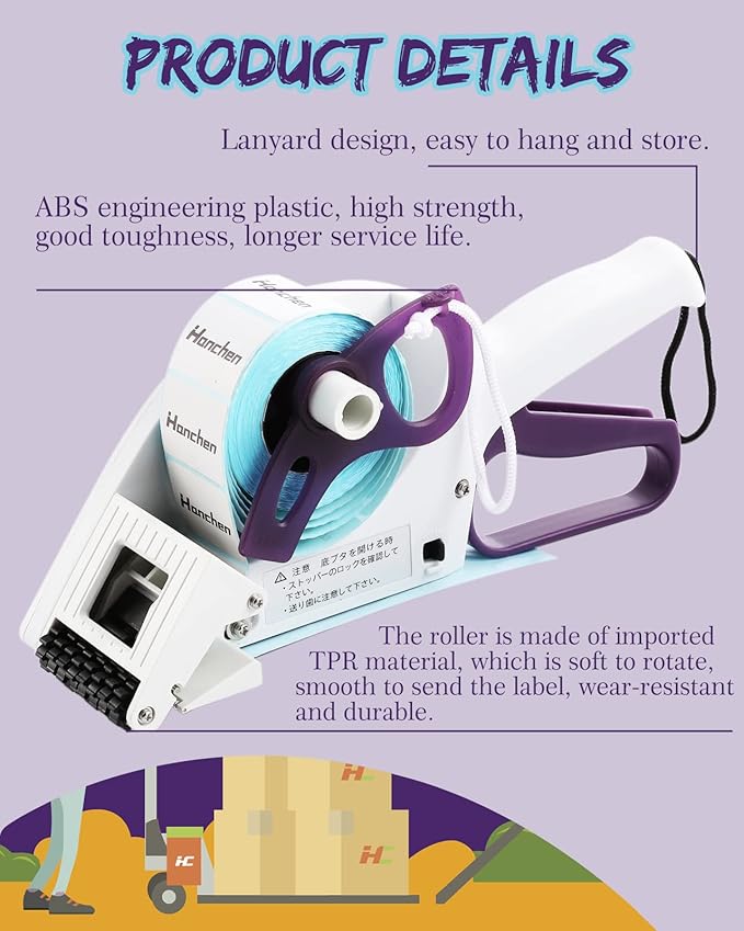 Hanchen Label Applicator, Portable Barcode Applicator Gun Manual Label Applicator Round Square Flat Bottle Labeling Machine Hand Held Sticker Labeler for 1” 3” Label Core