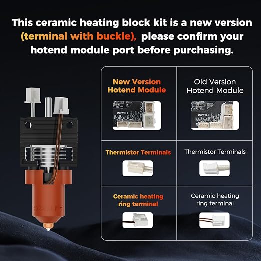 Creality Official 2025 K1/K1C/K1 SE/K1 Max Upgrade Ceramic Heating Block Kit, New Version Terminal with Buckle, 600mm/s High-Speed Hotend with Unicorn Quick-Swap Nozzle for K1 Series 3D Printer