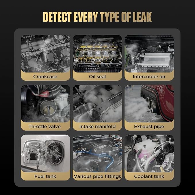 Automotive Smoke Machine EVAP Leak Detector Vacuum Leak Tester 12V Car Fuel Pipe System Leakage Locator Built-in Air Compressor Motor with Pressure Gauge for Car, Motorcycle, Truck, Boats and More