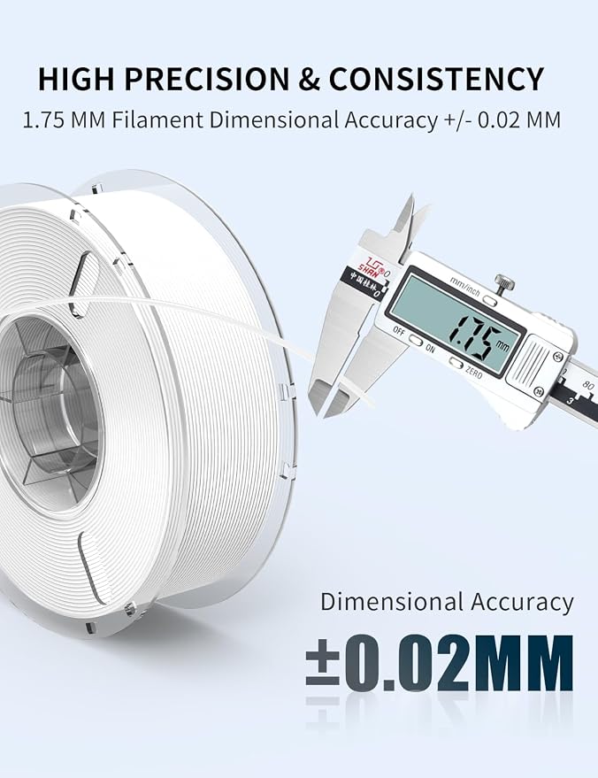 RAMBERY White PLA Plus 3D Printer Filament 1.75mm 1kg | Toughness Upgraded, Neatly Wound, Fit Most FDM Printers