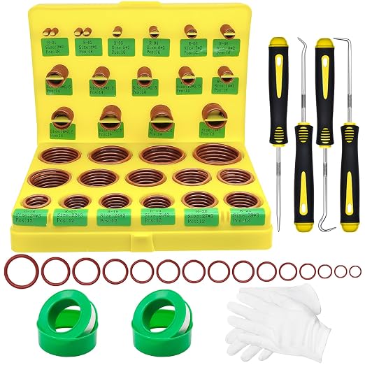 396PCS Metric Viton O-Ring Kit, 30 Sizes Viton O Rings Assortment, Shore 75A Durometer, Brown FKM Sealing, High Temperature Hydraulic O-Rings Set for Pressure Washer,Plumbing Repair and AC System