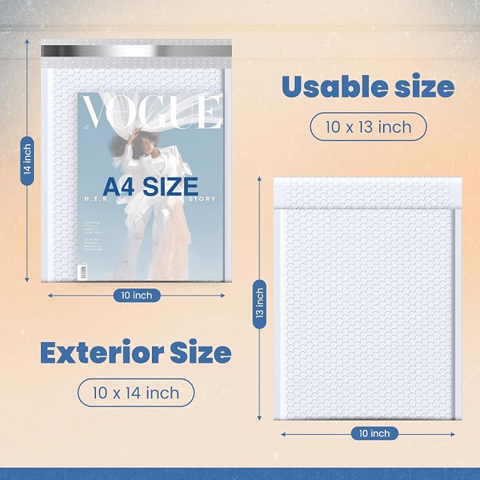 Fuxury Bubble Mailers 10x13 Inch White 25 Pack Padded Envelopes Thick Mailing Envelopes Bubble Opaque Padded Mailers Shipping Bags for Mailing Book Makeup Small Business