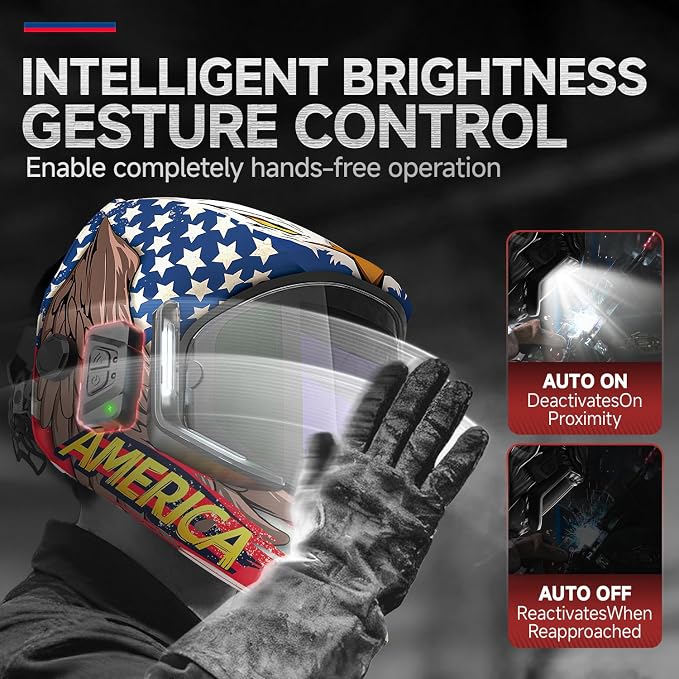 ANDELI Welding Helmet - 180° Panoramic 6 Arc Sensor True Color, Auto Darkening Welding Helmet with Light and Motion Sensing, 2100mAh Rechargeable Battery for TIG/MIG/Cut/Grind MONERAE-LED