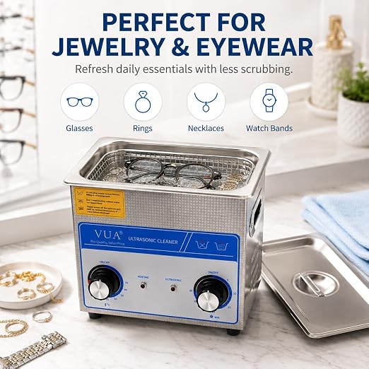 3L Ultrasonic Cleaner Machine with Heater, 40kHz Professional Ultrasonic Jewelry Cleaner with Timer Control, Stainless Steel Sonic Cleaner for Watches, Glasses, Rings, Retainers, Small Parts and Tools