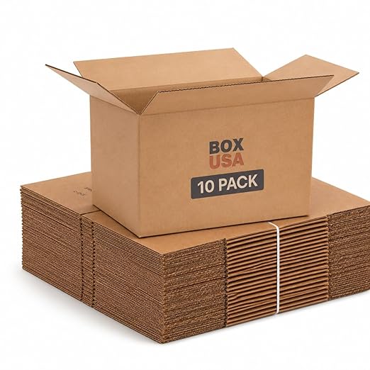 BOX USA Moving Boxes 22"L x 17"W x 12"H (10-Pack) Large - Corrugated Cardboard Box for Shipping, Mailing, Packing, Packaging and Storage