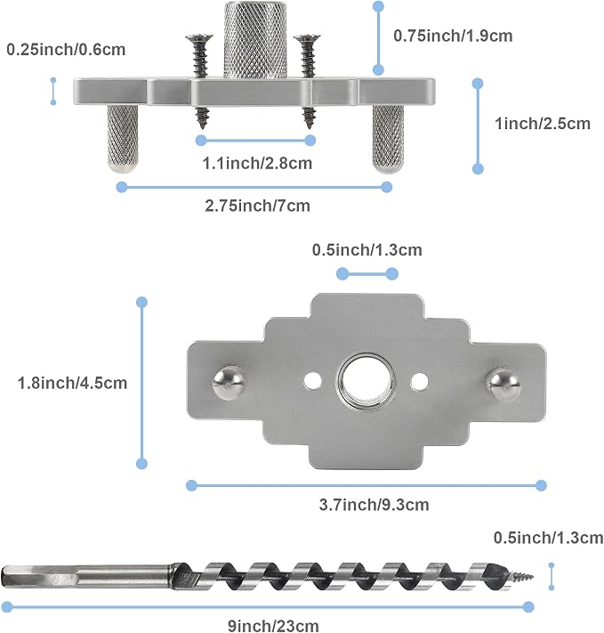 Floating Shelf Bracket Dowel Jig Kit with 1/2" x 9" Drill Bit, Self-centering Scriber 1/4", 5/16", 3/8" Drill Bit for Installing Floating Shelf Hidden Bracket 1/2" X 6", 1/2" X 8"