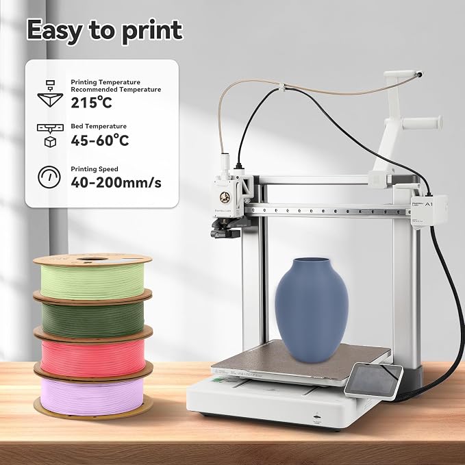 3DHoJor Matte PLA Filament 1.75mm, 1kg, Grey, 1.75mm Diameter, 2.2lbs Display Weight