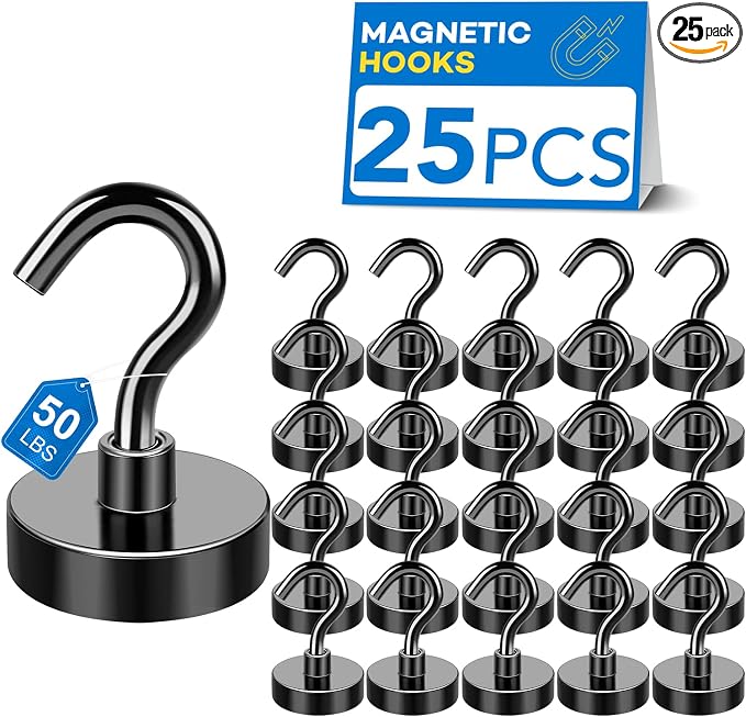 LOVIMAG Magnetic Hooks, Cruise Essentials 2026, 12 Pack-30LBS | Heavy Duty Strong Magnet Hook for Cruise Cabin, Refrigerator Fridge, Ship, Classroom, Kitchen Grills, Black