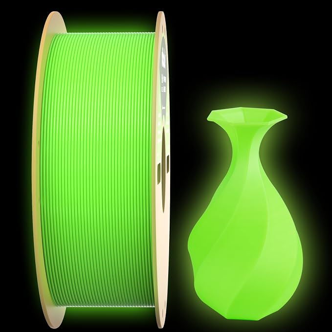 PLA+ 3D Printer Filament Luminous Green, 1.75mm No Tangle, Net Weight 2.2lbs Spool (1kg, PLA Pro Plus, Green with Glow in the Dark Effect