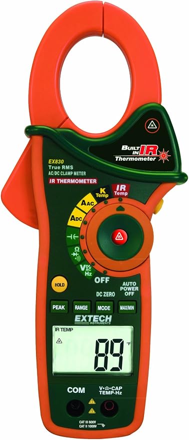 EXTECH Instruments EX830 True RMS 1000 Amp AC/DC Clamp Meter with Infrared Thermometer
