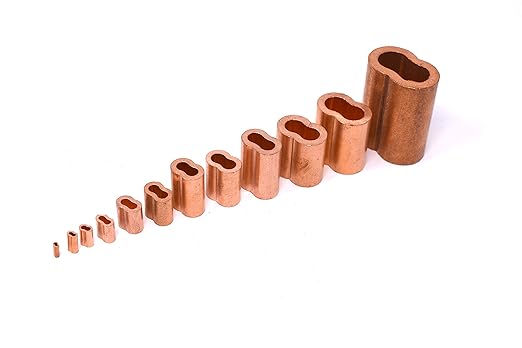 SwageRight MIL-SPEC Copper Swage Sleeves Clip & Ferrules (1/16 inch) – Oval Duplex Wire Rope Cable Crimping Loop Fittings (Pack of 300)