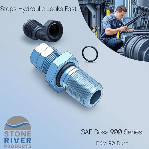 Stone River Products SAE Boss O-Ring Kit – 155 Piece, 8 Sizes, Fluorocarbon FKM (Viton® Equivalent) 90 Duro – 900 Series Straight Thread Tube Fittings
