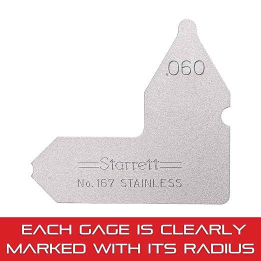 Starrett Individual Radius Gage for Both Convex and Concave Radii - Ideal for Carpenters and Constructions - Stainless Steel, .060" Radius Gage, Inch Reading - 167-060