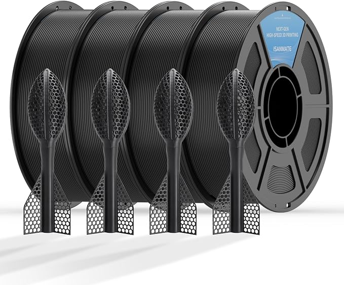 iSANMATE 95A HS TPU Filament Bundle 1.75mm, Black, 1kg*4 | High Speed HS / HF; Flexible TPU 95A; 3D Printer Filament for FDM 3D Printers; 1kg/2.2lbs; 50-200mm/s