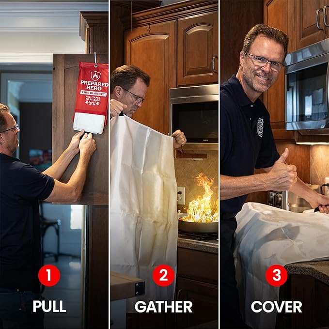 Prepared Hero Emergency Fire Blanket - 1 Pack - Fire Suppression for Kitchen, 39” x 39” Fiberglass Fire Blanket for Home