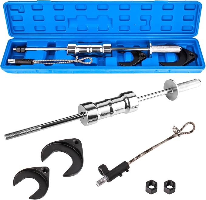 10lb Heavy Duty CV Axle Removal Tool Kit, Professional Inner CV Joint Puller with 10 Pounds Slide Hammer, 63mm & 48mm CV Joint Fork Adapter Attachments for Front Wheel Drive FWD Axle Half Shaft