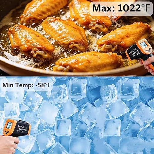 Blackstone Infrared Thermometer Temperature Gun for Cooking, IR Thermometer for Pizza Oven Griddle Cast Iron -58℉~1022℉ Non-Contact Digital Laser Thermometer Gun with Hard Storage Case (NOT for Human)