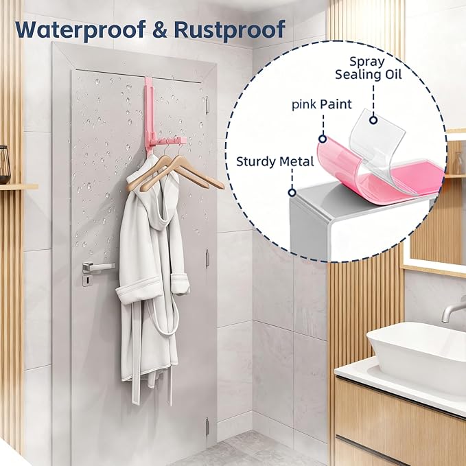 2 Pack Over The Door Drying Rack for Laundry, Over The Door Hanger Foldable, Heavy Duty Over The Door Hooks Hanger,Over Door Hook for Hanging Clothes,Rust-Resistant Over The Door Clothes Hanger
