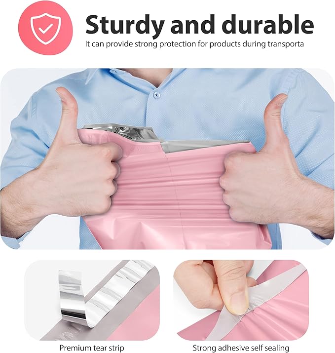 Fuxury Poly Mailers 14.5x19 Inch 1000 Pack, Bulk Shipping Bags for Clothing, Strong Adhesive Shipping Envelopes for Small Business Suppliers,Waterproof Mailers Poly Bags Mailing Envelopes Pink