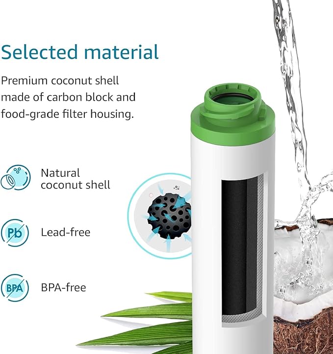 AQUA CREST FQK2J Under Sink Water Filter, Replacement for GE FQK2J, FQK1K, Compatible with GE GXK255TBN, NSF/ANSI 42 372 Certified, 1350 Gallons Dual Flow Drinking Water Replacement Filters, 4 Pack