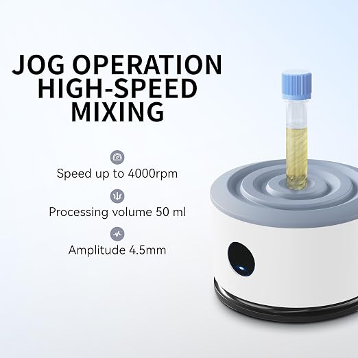 Mini Vortex Mixer 4000RPM,Portable Vortex Shaker with Brushless DC Motor, Touch Function Lab Mixer for Test Tubes, Paint, Nail Polish, Tattoo Ink, 4.5mm Orbit, Max 50ml Flask & Beaker Capacity