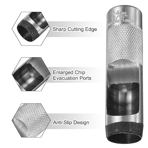 HARFINGTON Leather Round Hole Punch, 24mm Hollow Hole Puncher Cutter Carbon Steel Circle Hole Punching Cutting Tool for Belt/DIY Leather Craft