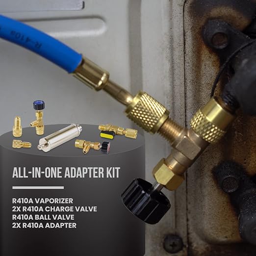 Lichamp HVAC R410a Gauges with Liquid Vaporizer, Vapor Charging Manifold Gauge Set for 410A R404a R22 R32 and Vacuum Pump, HVAC Single Stage Vacuum Pump for R134a R410a R22 R12,1/4 HP 3.5 CFM
