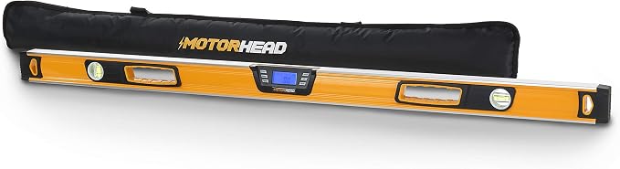 MOTORHEAD 48-Inch 0°-360° SMART DIGITAL Level, LCD Screen, Audible Alerts, Water, Dust & Shock Resistant, Magnetic Bottom, Includes Bag, High-Visibility, Solid-Milled Aluminum, USA-Based Support | Audible Alerts, Water Dust & Shock Resistant, High-Visi...