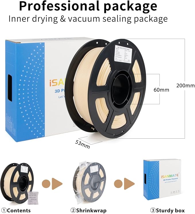 iSANMATE Rapid Beige PLA Plus Filament 1.75mm, Skin 3D Printer Filament, Fast Printing Speed PLA, Dimensional Accuracy ±0.02mm, 1kg/Spool