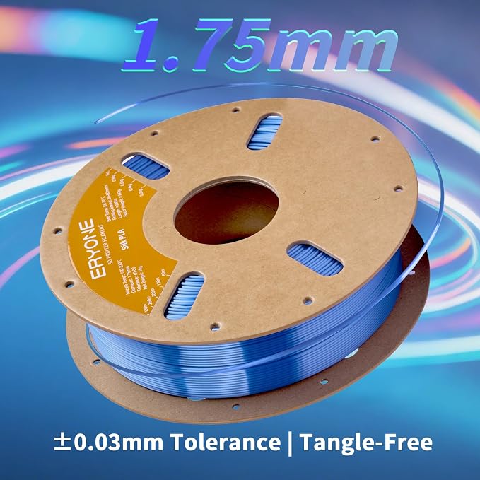 ERYONE Silk PLA Filament for 3D Printer 1.75mm +/- 0.03mm, Shiny Filament 1kg (2.1lbs)/Spool, Sky Blue
