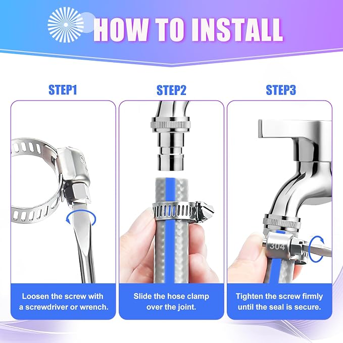 Hose Clamp- Duramedal 30 PCS Stainless Steel Hose Clamps Assortment Kit 1/4''–7/16'' stainless steel hose clamps for Fuel Line, Plumbing, Automotive, Mechanical Applications, Tube, Garden
