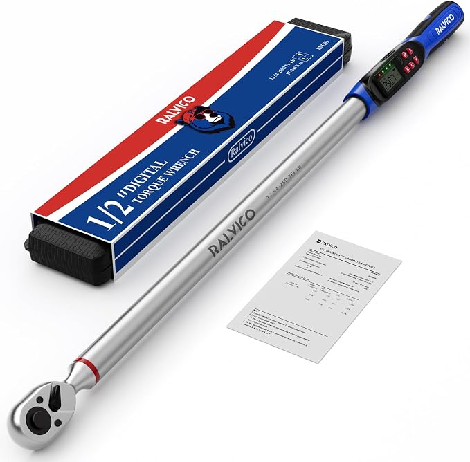 1/2 Drive Digital Torque Wrench ±2% Accuracy 4 Unit For Car Repair | 12.54-250.7ft-lb (17-340 N.m)，4 Unit: N·m, in-lb, ft-lb, kg·m，Extended Design：26.5”，Peak & Track Modes，LED & Buzzer Alarm