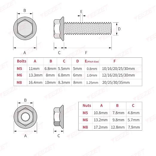 240PCS M5 M6 M8 Flanged Bolts and Nuts Kit,Stainless Steel 304 Metric Flanged Hex Screws Nuts Includes 14 Most Common Sizes