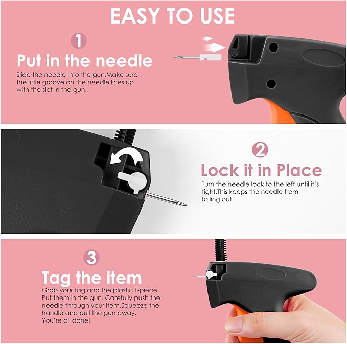 Stitch Gun for Clothes - Handheld Stitch Gun Quick Clothing Fixer - Tagging Gun - Includes 6 Needle, 1000 Black Fasteners & 1000 White Fasteners